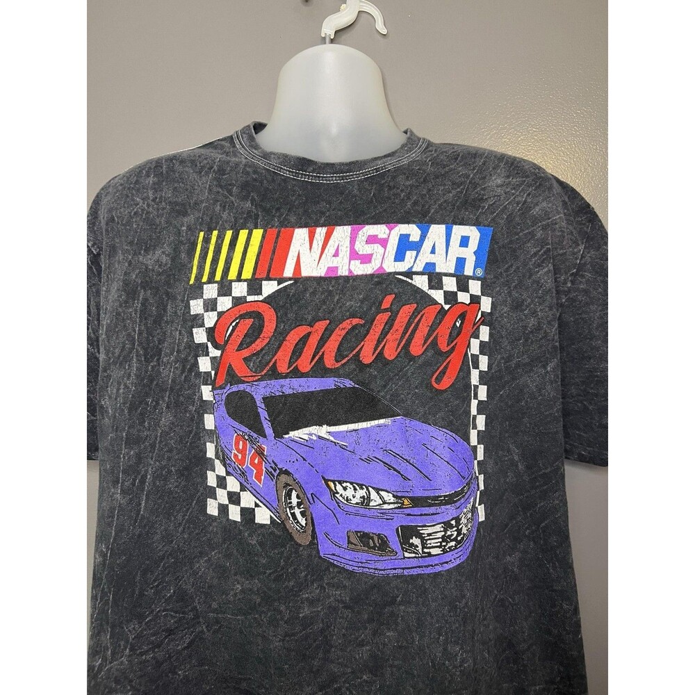 NASCAR Racing Shirt Mens XL Black Graphic Tee Checkered Flag Car 94 Auto Racing